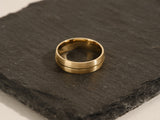 6mm Basic Carved Matte Brushed Men's Gold Wedding Band