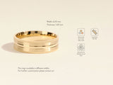 6mm Mid-Beveled and Matte Brushed Milgrain Men's Gold Wedding Band