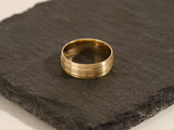 7mm Double-Grooved Men's Gold Wedding Band