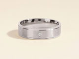 6mm Matte Brushed Drop Beveled Flush Set Men's Diamond Wedding Band