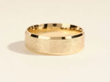 7mm Ice Matte Brushed Beveled Edge Men's Gold Wedding Band