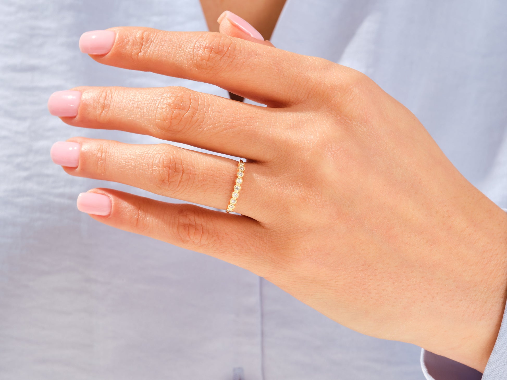 Bezel Set Moissanite Wedding Band