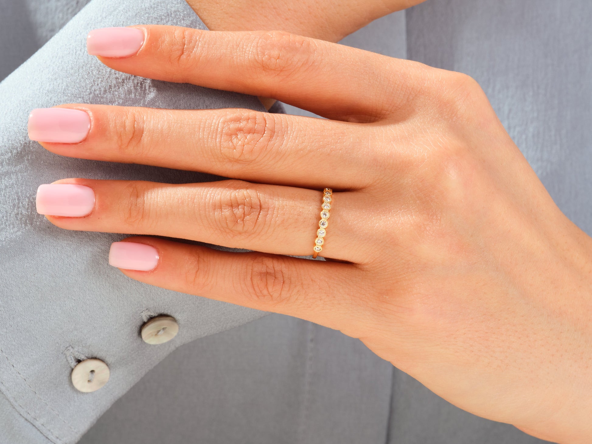 Bezel Set Moissanite Wedding Band