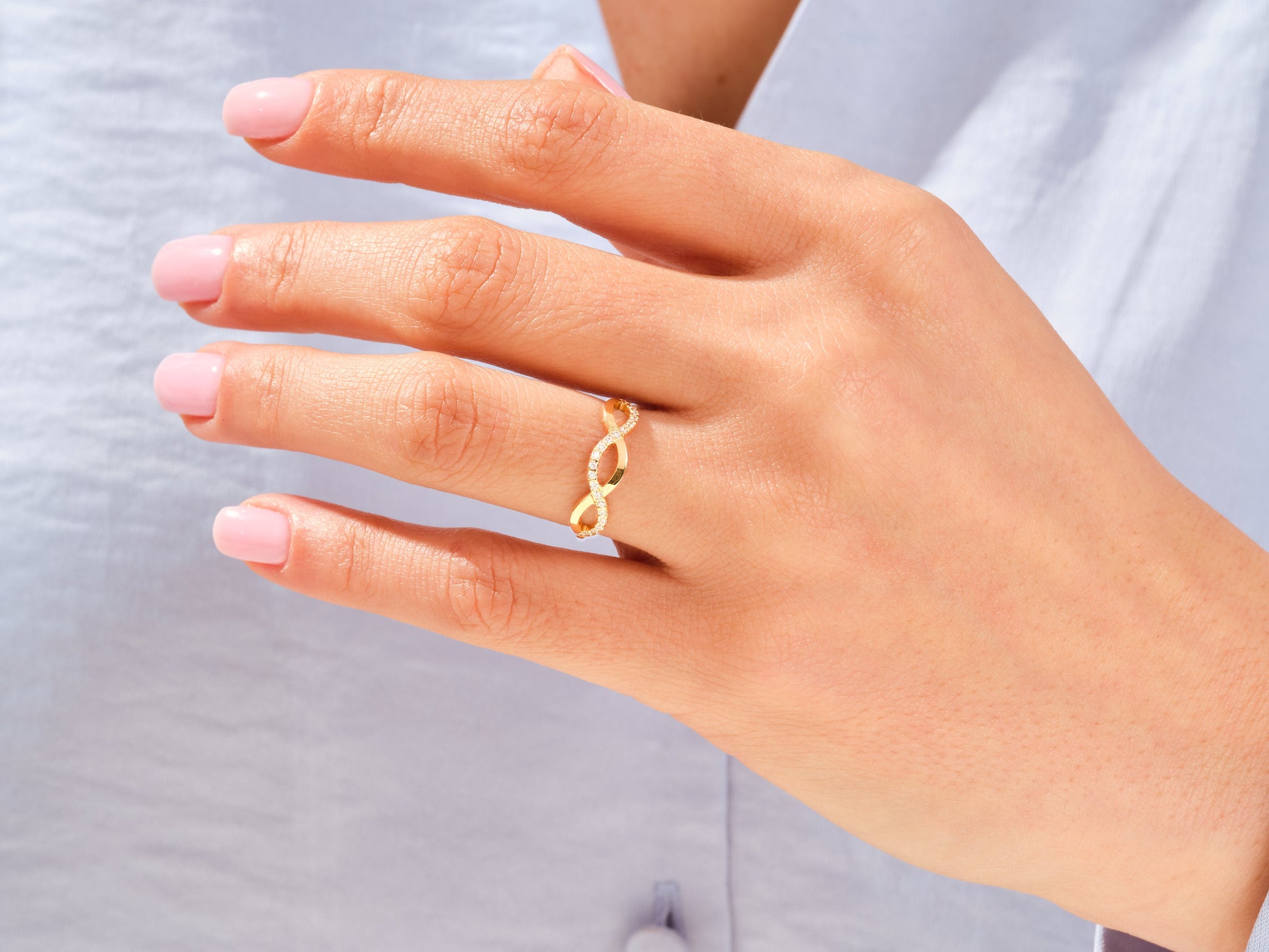 Halfway Set Trio Infinity Moissanite Wedding Band