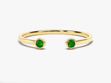 Bezel Set Open Cuff Birthstone Ring in 14k Solid Gold