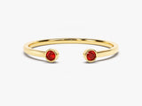 Bezel Set Open Cuff Birthstone Ring in 14k Solid Gold