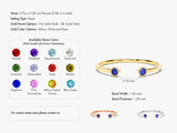 Bezel Set Open Cuff Birthstone Ring in 14k Solid Gold