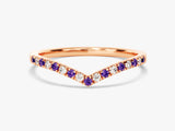 Curved Alternating Birthstone Ring in 14k Solid Gold