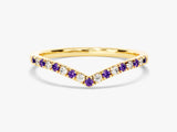 Curved Alternating Birthstone Ring in 14k Solid Gold