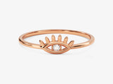 Yellow, White, Rose, 14k gold, 18k gold, Rose Gold Single Diamond Evil Eye Ring