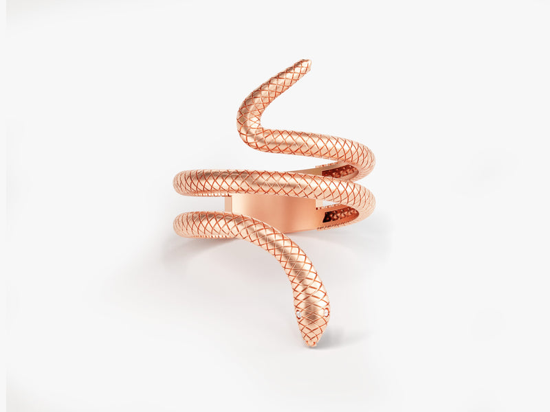 Yellow, White, Rose, 14k gold, 18k gold, Rose Gold Snake Ring with Diamonds