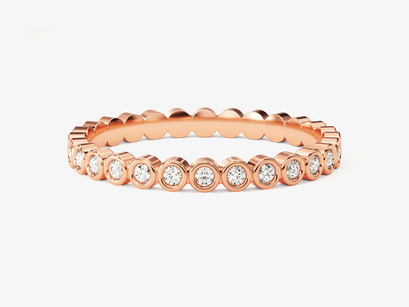 14k Gold, 18k Gold, Yellow, White, Rose, Rose Gold Bezel Set Diamond Eternity Wedding Ring (0.25 cttw)