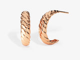 14k Gold, Yellow, White, Rose, 14k Rose Gold Bold Croissant Earrings Hoops