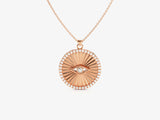 Yellow, White, Rose, 14 Inches, 15 Inches, 16 Inches, 17 Inches, 18 Inches, 19 Inches, 20 Inches, Evil Eye Diamond Solitaire Necklace in 14k Rose Gold