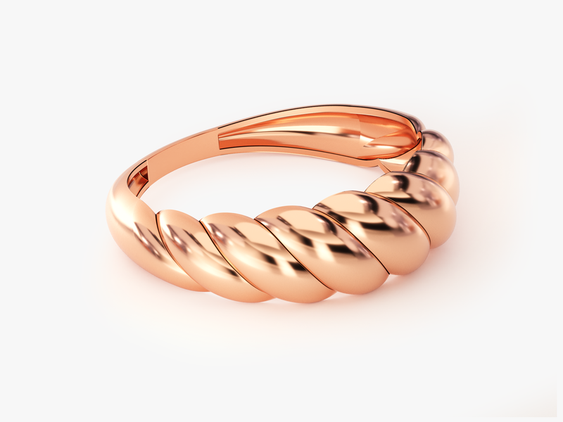 14k Gold, 18k Gold, Yellow, White, Rose, Rose Gold Croissant Ring