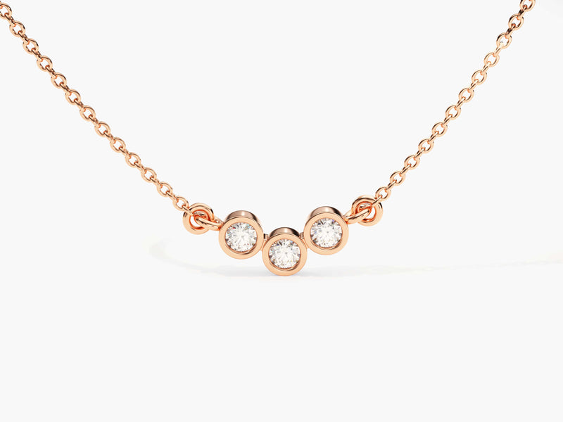 Trio-Bezel Set Diamond Necklace (0.06 CT)  in 14k Solid Gold