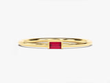 Bezel Set Baguette Birthstone Ring - Gold Vermeil