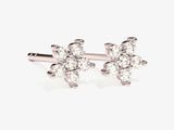 14k Gold, Yellow, White, Rose, 14k White Gold Diamond Flower Studs for women