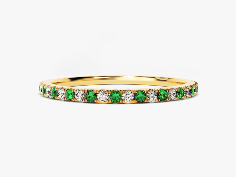 Alternating Colors Birthstone Full Eternity Band in 14k Solid Gold