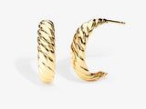 14k Gold, Yellow, White, Rose, 14k Yellow Gold Bold Croissant Earrings Hoops