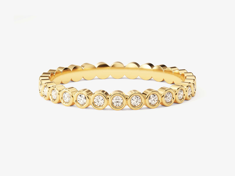 14k Gold, 18k Gold, Yellow, White, Rose, Yellow Gold Bezel Set Diamond Eternity Wedding Ring (0.25 cttw)