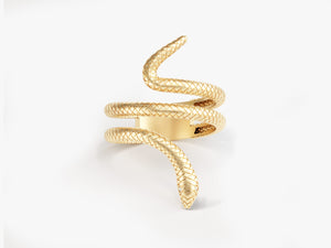 Yellow, White, Rose, 14k gold, 18k gold, Yellow Gold Snake Ring with Diamonds