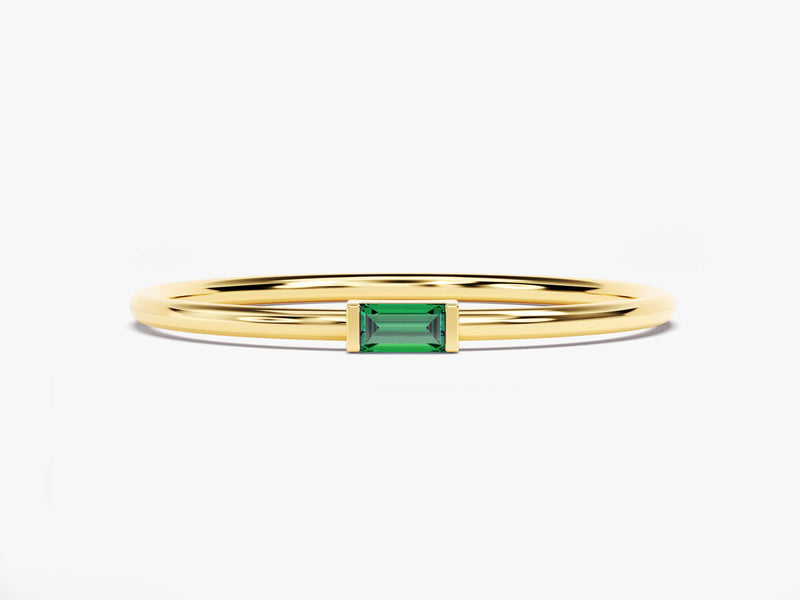 Bezel Set Baguette Birthstone Ring - Gold Vermeil