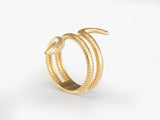 Yellow, White, Rose, 14k gold, 18k gold, Yellow Gold Snake Ring with Diamonds