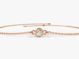 Yellow, White, Rose, 0.02ct, 0.03ct, 0.05ct, 0.10ct, 14k Rose Gold Bezel Set Diamond Bracelet 