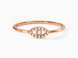 14k Gold, 18k Gold, Yellow, White, Rose, Diamond Evil Eye Ring in 14k Rose Gold on a Woman's Finger