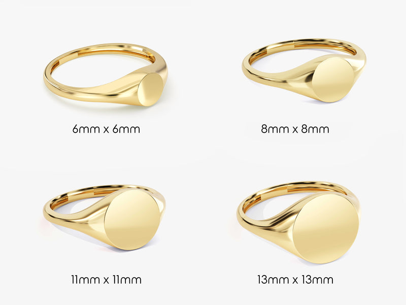 14k Gold Round Signet Ring