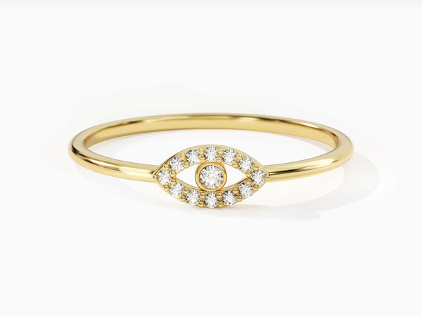 14k Gold, 18k Gold, Yellow, White, Rose, Diamond Evil Eye Ring in 14k Yellow Gold for Women, Fine Jewelry