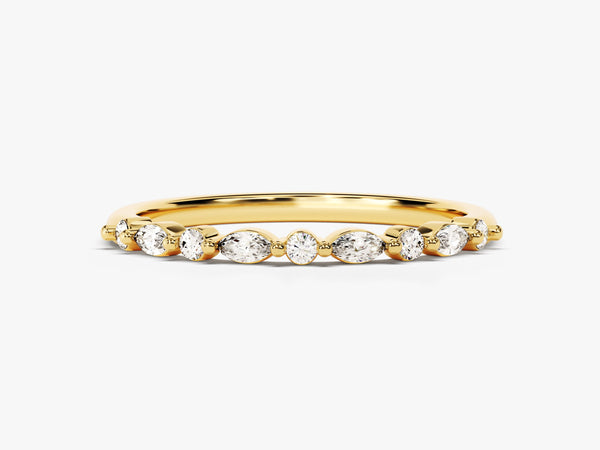 Marquise Cut Half Eternity Diamond Wedding Band