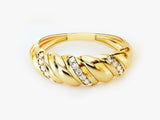 Yellow, White, Rose, 14k gold, 18k gold, Modern Yellow Gold Pave Diamond Croissant Ring