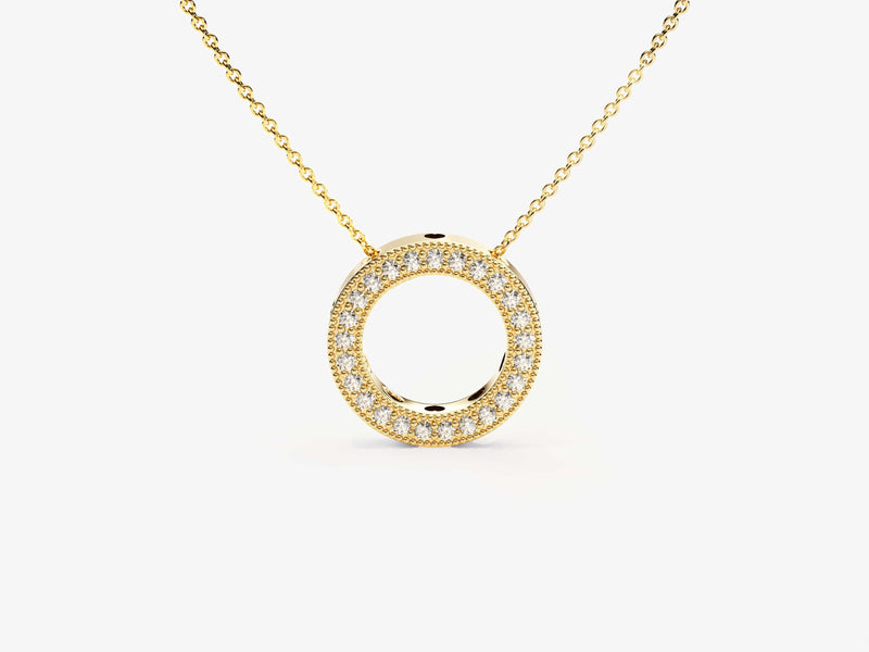 Diamond Circle Charm Necklace (0.17 CT) in 14k Solid Gold